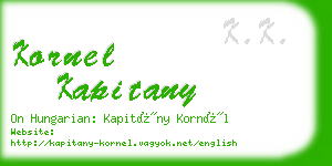 kornel kapitany business card